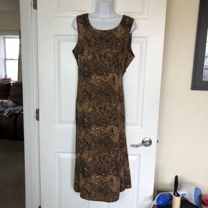 Vintage Studio I Tan and Brown Sleeveless Maxi Dress Size 16